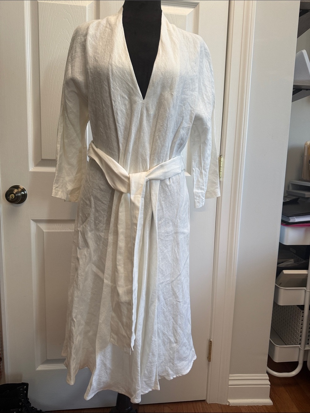 Zara White Linen Wrap Dress